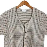 Croft & Barrow Vintage Crochet Knit Cream Short Sleeve Button Up Top Sz Small Photo 4