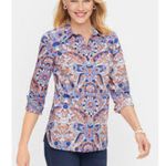 Talbots  Women't Royal Paisley Preppy Classic Button Down Cotton Shirt S M Photo 1