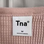 Aritzia TNA Pink Thermal Henley V Neck Waffle Knit Long Sleeve Womens Top Size Medium Photo 4