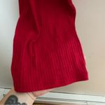 SheIn  Blouse Top Long Wide Bell Sleeve Red Ribbed Cropped Neutral Solid Casual Photo 2