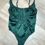 Urban Outfitters  Green Satin & Lace Corset Bustier Bodysuit Out from Under Sz XS Photo 4