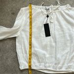 Gianni Bini Camilla Long Sleeve Pullover Woven Linen Blouse, White, Large, NWT Photo 12