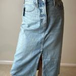 Old Navy Blue Midi Pencil Skirt with Slit Photo 0