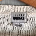 Leslie Fay  Sportswear L Embroidered Ramie Acrylic Crewneck Long Sleeve Sweater Photo 2
