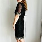 Vintage 80s Silk Beaded Sheath Dress, Formal, Black Tie Cocktail Kazar Blk/Gld Size 6 Photo 7