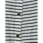 Chico's  Top 2 Large White Black Striped 100% Linen Gold Button Up Back Photo 8