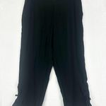 Habitat  Ruched Ankle Crop Pants Size Medium Pull On Black Crinkle Gauze Pockets Photo 0