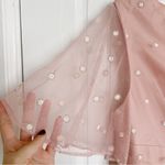 Adrianna Papell  • Metallic Clip Dot Gown blush pink flutter sleeve surplice Photo 6