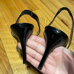 G.I.L.I. Got it Love it Loren Leather Slingback Sandals crisscross straps Glossy Shiny Party Prom Club Date Black Size 8.5 Photo 5
