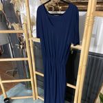 Clara Sun Woo Navy Crepe Open Back Short Sleeve Stretch Travel Jumpsuit Photo 7