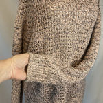 Gap  Oversized Sweater Womens L Pink Gray Open Knit Crochet Fisherman Chunky Crew Photo 0