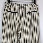 Greylin Anthropologie Pants Women Medium Ivory Black Striped Tassel Tie Straight Photo 5