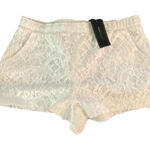 BCBGMAXAZRIA New  White Lace High Mid Waisted Shorts Photo 0