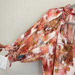 Sofia Made in Italy 3/4 Sleeve Ruffle Neck‎ Satin Eloise Blouse One Size Brown Size undefined Photo 2