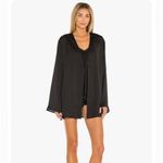 Majorelle Open Front Wrap Mini Robe Dress Black Kimono Textured Satin MSRP $188 Photo 4