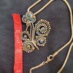 Peacock silver with iridescent rhinestone pendant choker necklace Purple Photo 1