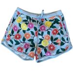 Hanna Andersson Women's Citrus Print Drawstring Waist Shorts Size Small Blue Photo 0