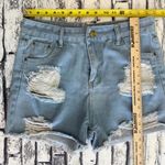 *Trendy Distressed Denim Shorts Summer Vibes High Waist Casual Ripped Blue Size L Photo 4