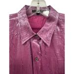 Karen Kane Women's Fuchsia Crinkled Button-Up Blouse Long Sleeve Size Medium Photo 3