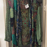 Young Threads  flowy cardigan boho patchwork olive blue burgundy  Photo 0