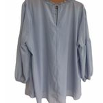 Andrée Andree by Unit Lace Front Semi Sheer Top Blue 1X Photo 1