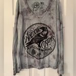 Affliction American Customs Live Fast Womens Grey Long Sleeve Shirt Size Medium Photo 1