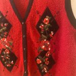 Women’s Vintage 90’s Christmas Sweater Vest SzSm Red Photo 1