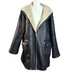 Free People Oversized Sherpa Hoodie Miller Vegan Chunky Jacket Coat Black Large Photo 8