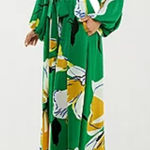 Premier Amour Green Floral Maxi Dress Size XL Photo 0