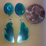 Elegant Teal and Clear Swirl Boho Dangle Earrings Blue Photo 5