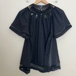 Zimmermann - Short Sleeve Laser Cut Embroidered  Black Blouse Business Career Photo 5