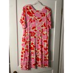 Mud Pie  Women's Pink Red Floral Print Tiered V Neck‎ Short Sleeve Dress small Photo 2