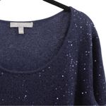 Neiman Marcus  Navy Sequin 100% Cashmere Blouse Elegant Mother of the Bride L Photo 2
