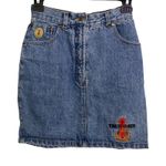 Trussardi Jeans Denim Mini Skirt Embroidered Logo Italy Vintage Size 26 Blue Photo 0