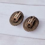 Vintage Clip On Earrings Patterned Oval Photo 5