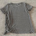 Hailey & Co. Black and White Tie Front Flutter Sleeve Tee Photo 5