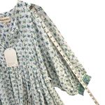 Daughters of India Kyra Mini Dress Size S Puff Sleeve Cotton Azure Floral Print Blue Photo 9