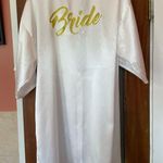Medium “ BRIDE” Gold letter Robe with belt White Photo 0