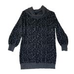 Anthropologie women's small tunic sweater cowl neck gray cheetah wool yak long s Photo 3
