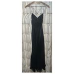 Vintage 100% Silk Black Cutout‎ Long Maxi Dress Fairy Y2K Strappy Formal Gown Photo 5