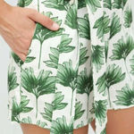 ZARA PRINTED SHORTS GREEN CREAM TROPICAL Small Photo 0