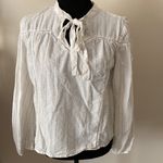 Caslon  Ivory Cloud Bonnie Woven Peasant Top medium White beige striped boho Photo 1