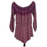Anna Grace Romper Womens M Purple Floral Off the Shoulder Long Sleeve Boho Fall Photo 2