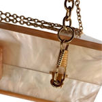 None Acrylic Clutch Bag with Removable Chain Shoulder Strap Peach and Gold Photo 7
