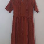 Stevie Hender Burnt Orange Lace Dress Short Sleeve Midi Photo 4