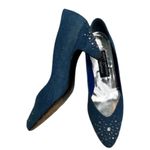 Stuart Weitzman  Blue Denim Heels with Silver Rhinestone Accents Photo 2