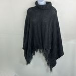 Bisou Bisou  Knit Sweater Poncho Turtleneck Gray one size oversized Photo 2