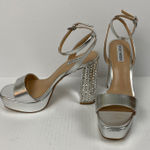 Steve Madden New Steve‎ Madden Size 10 Lasher Silver Rhinestone Platform Heels - Flaw* Photo 0