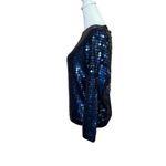 J.Crew VTG Y2K Merino Wool Blue Sequin Paillette 3/4 Sleeve Sweater Top Sz Small Photo 3