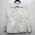 Charter Club  Women's White Button Front Long Sleeve Shirt Size 16 Breathable Photo 0